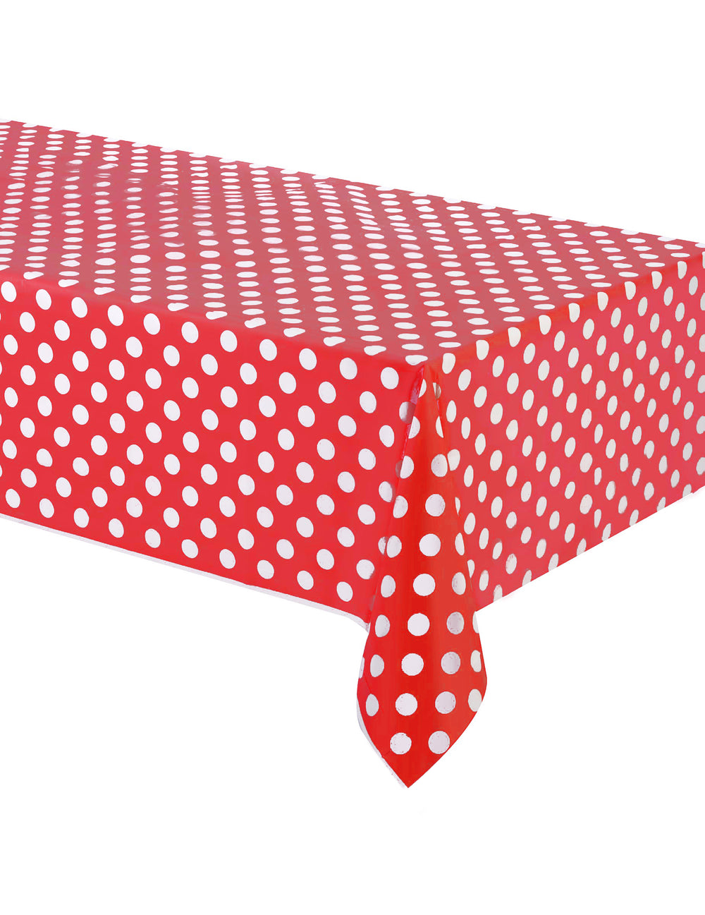 Nappe à pois blancs rouge en plastique rectangulaire