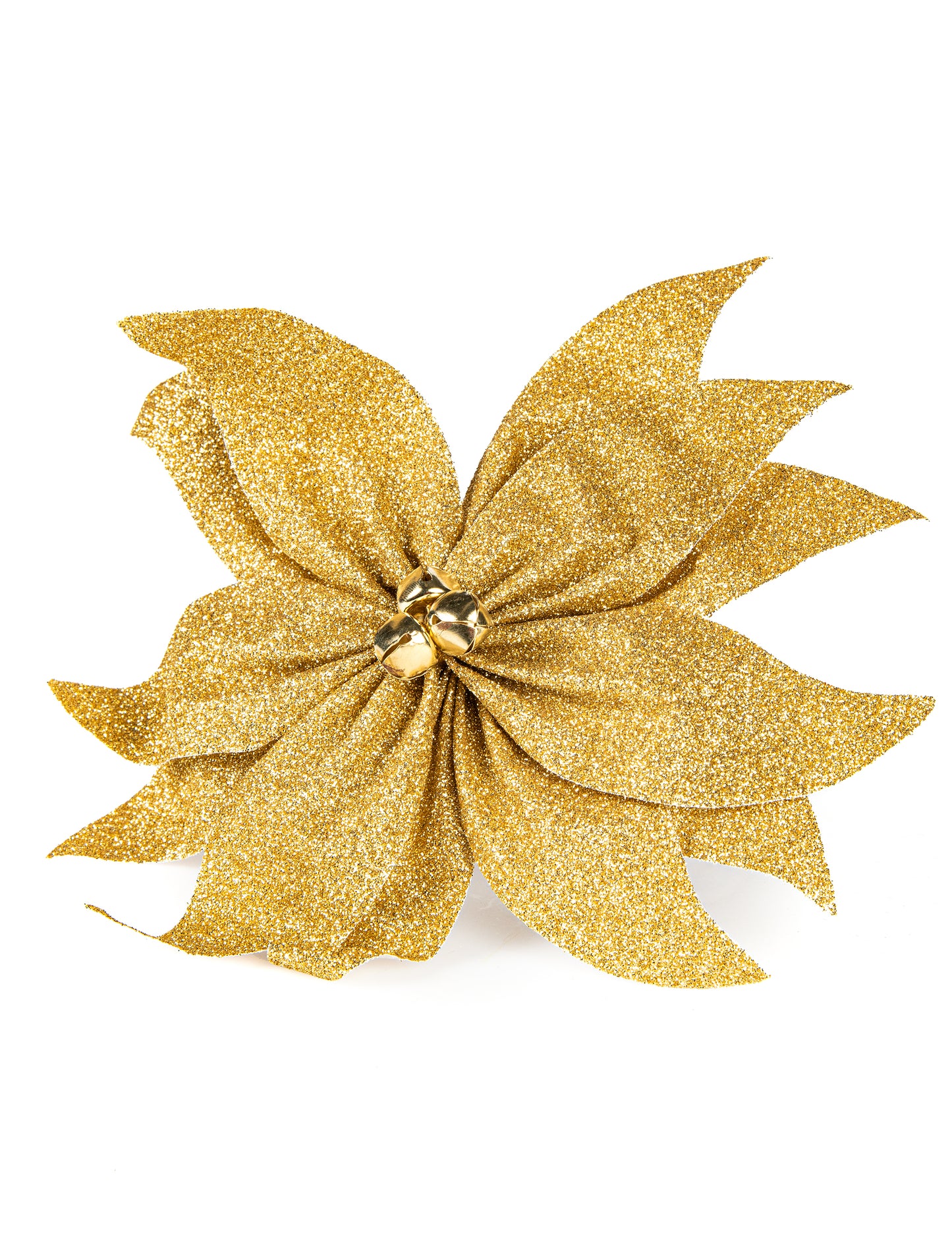 Mikulásvirág masni arany csillámporos harangokkal 20 cm asztalhoz