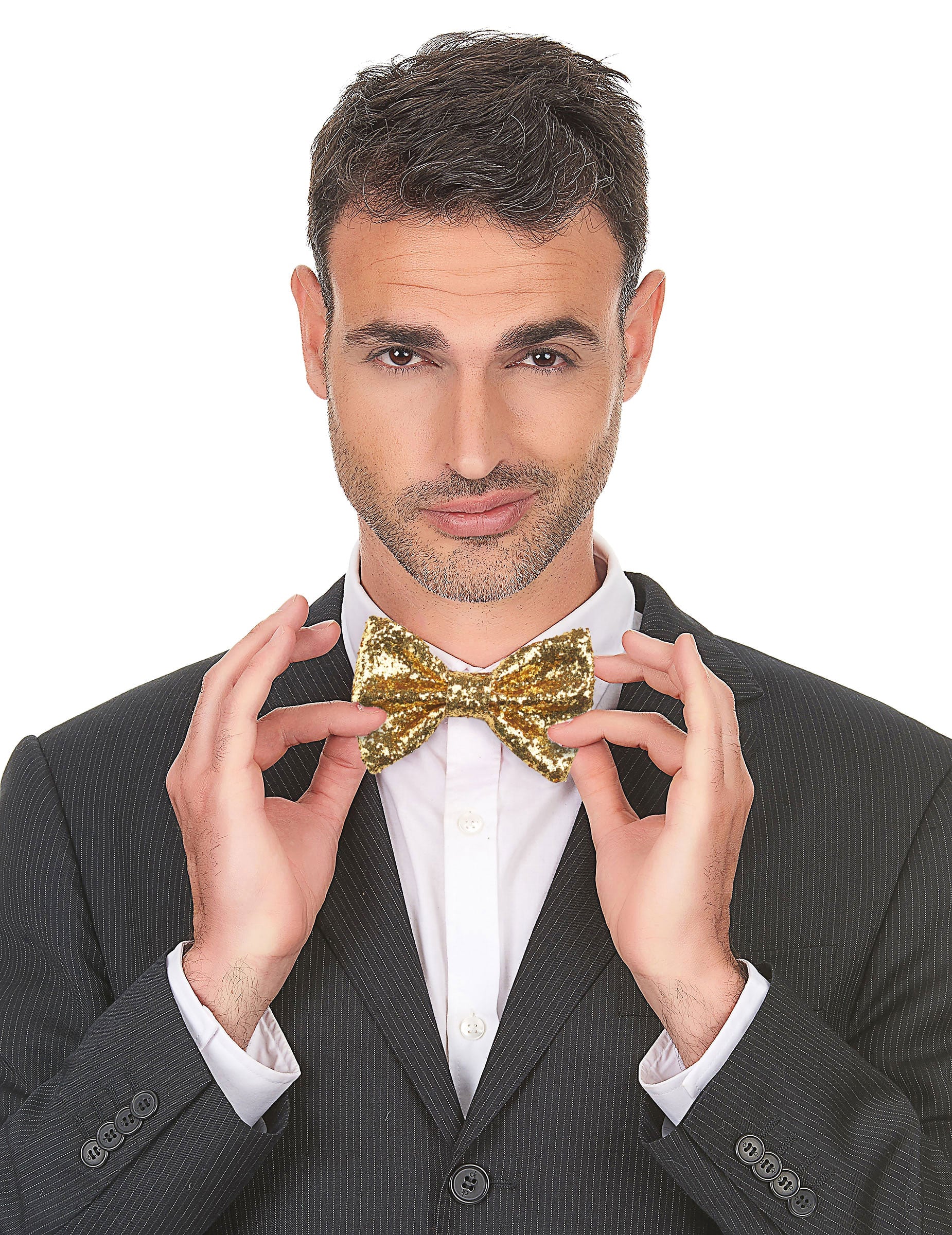 Noeud papillon disco pour adulte or brillant