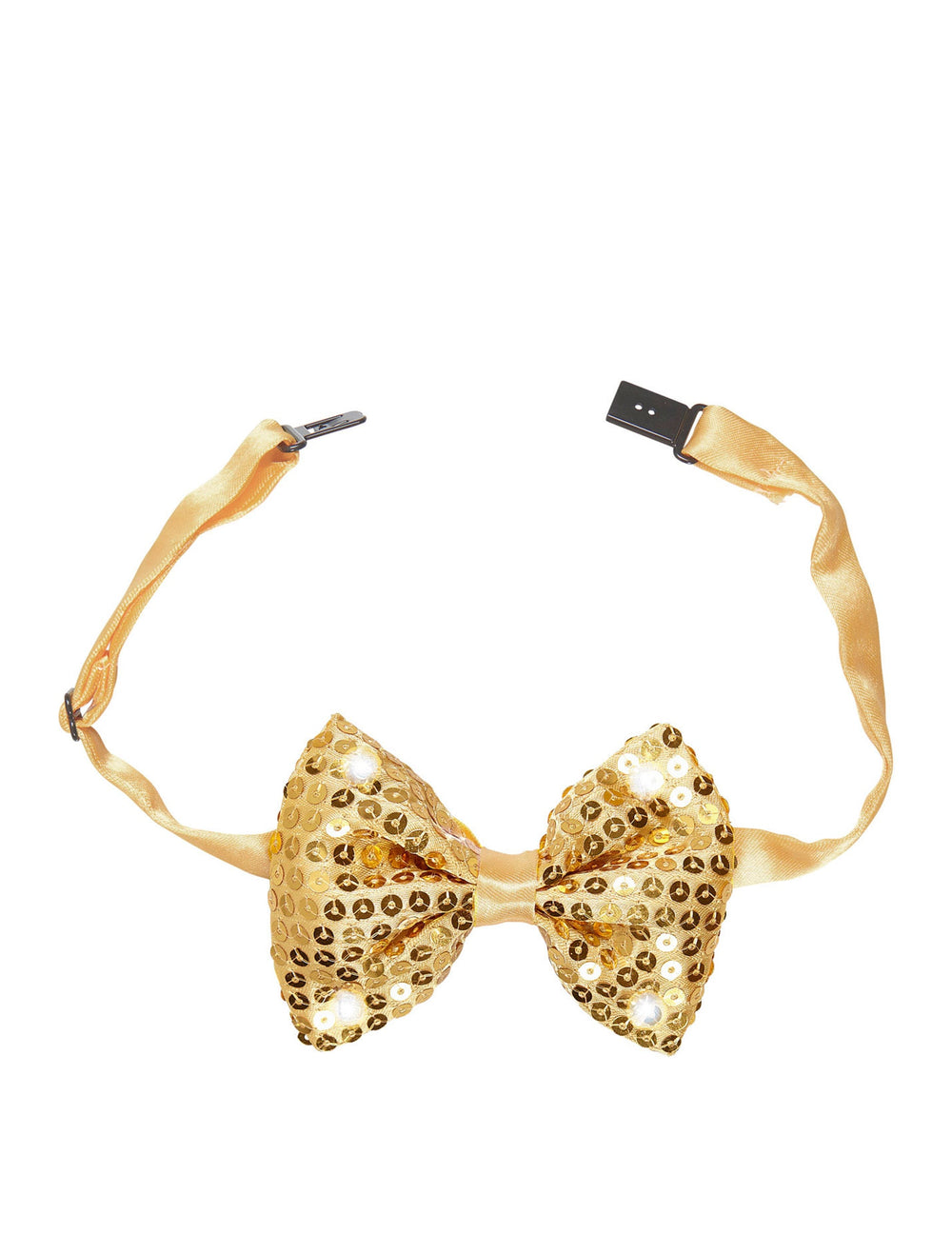 Système d'attache du noeud papillon à sequins et LED clignotantes pour adulte