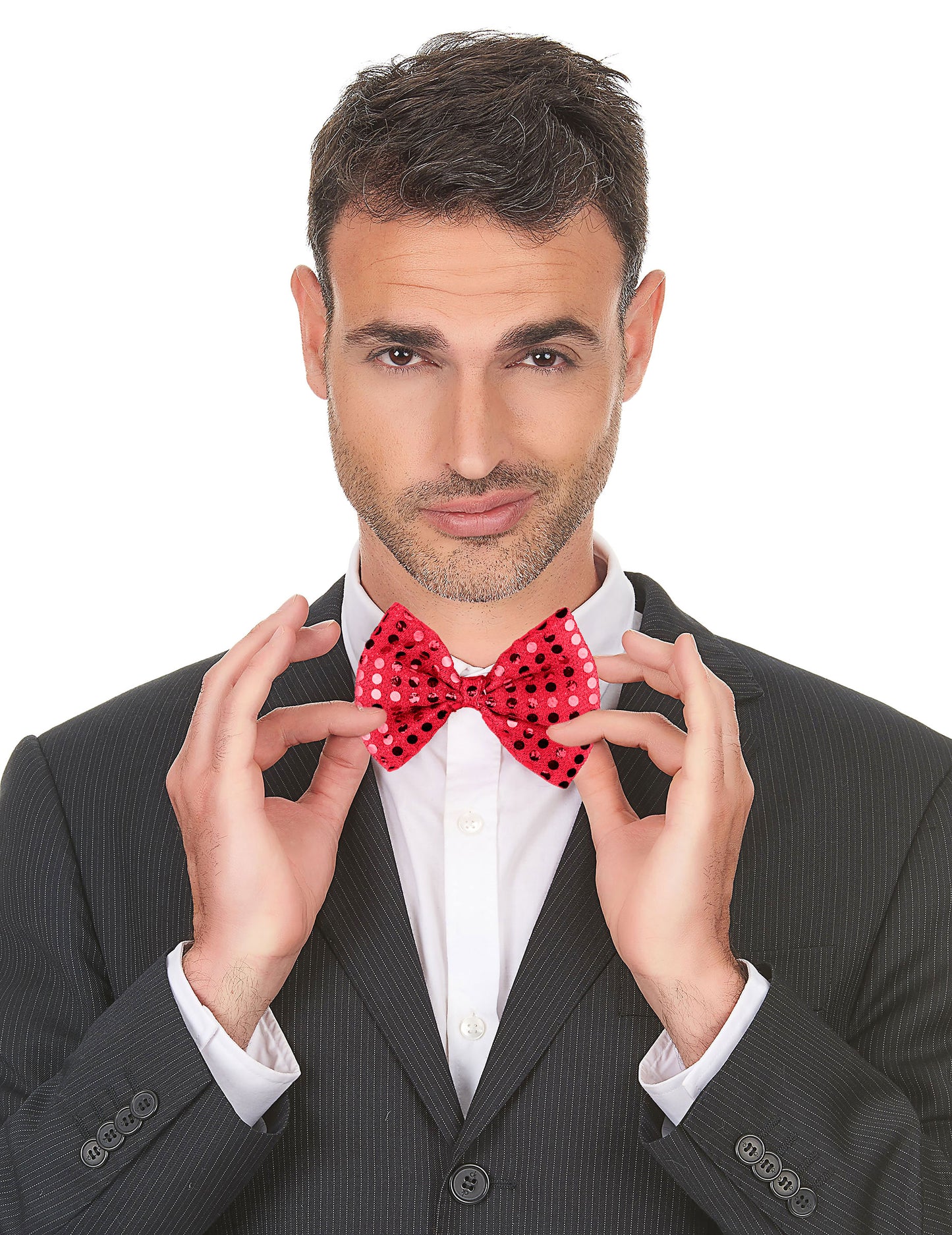 Noeud papillon avec sequins pour adulte rouge