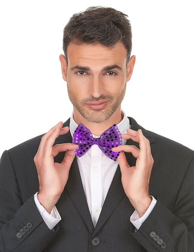 Noeud papillon avec sequins pour adulte violet