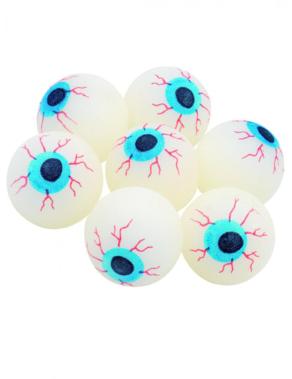 Oeil phosphorescent et rebondissant Halloween pour enfant et adulte blanc et bleu