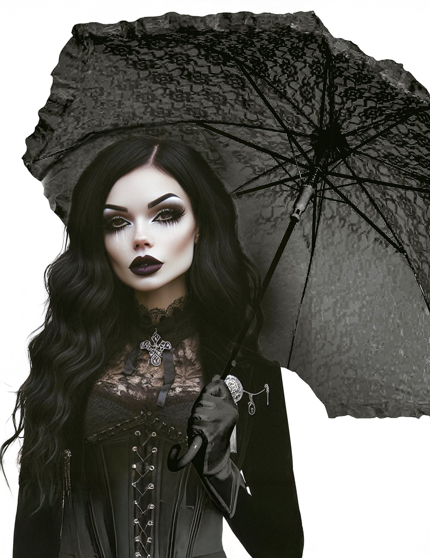 Fekete gótikus napernyő 