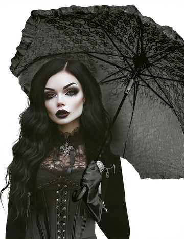 Fekete gótikus napernyő 