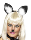 Oreilles de chat avec plumettes pour femme noir et blanc