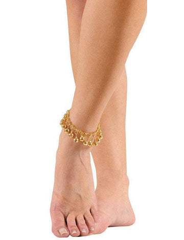 Chaîne de cheville orientale pour femme dorée à grelots