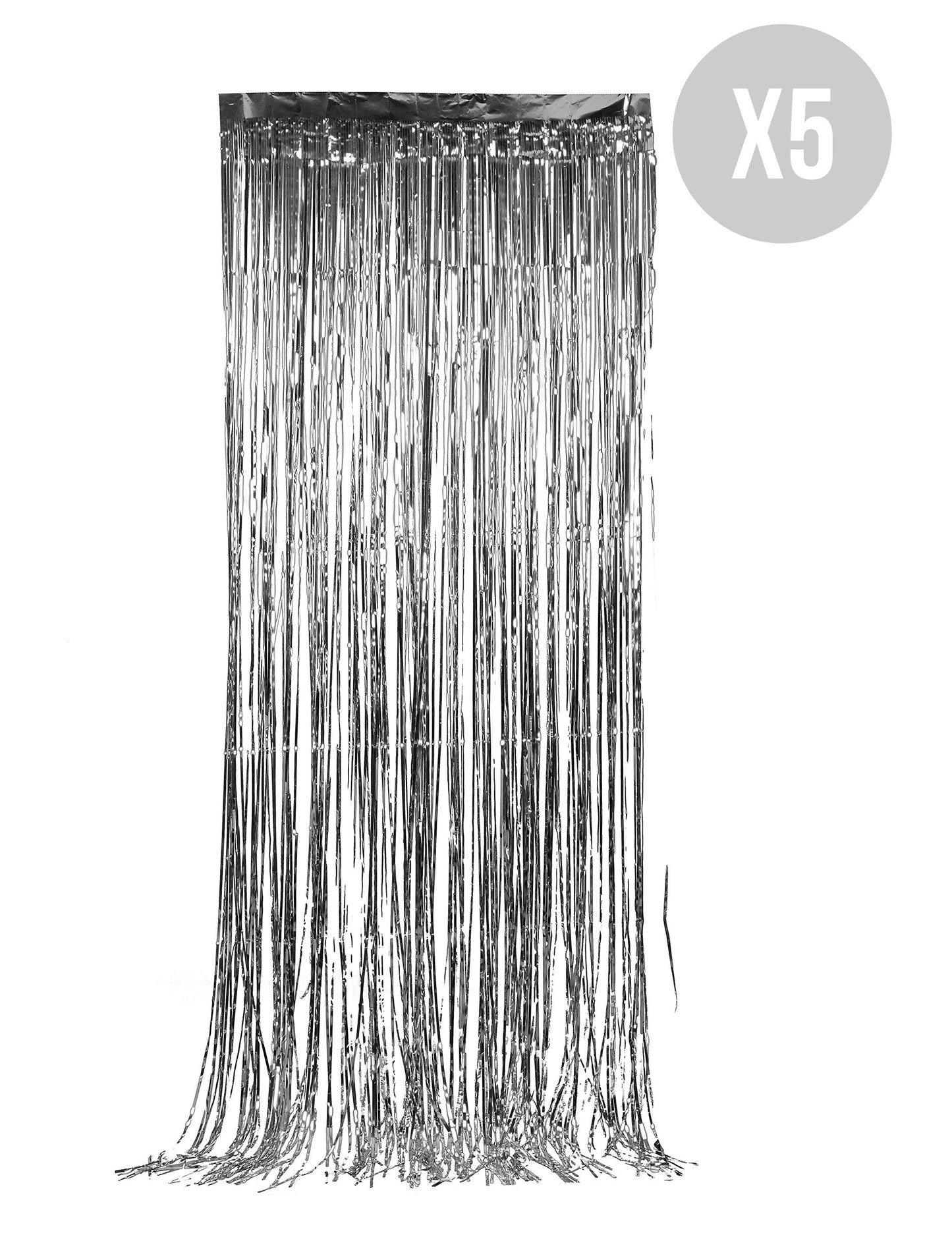 Pack de 5 rideaux scintillants pour fête argentés