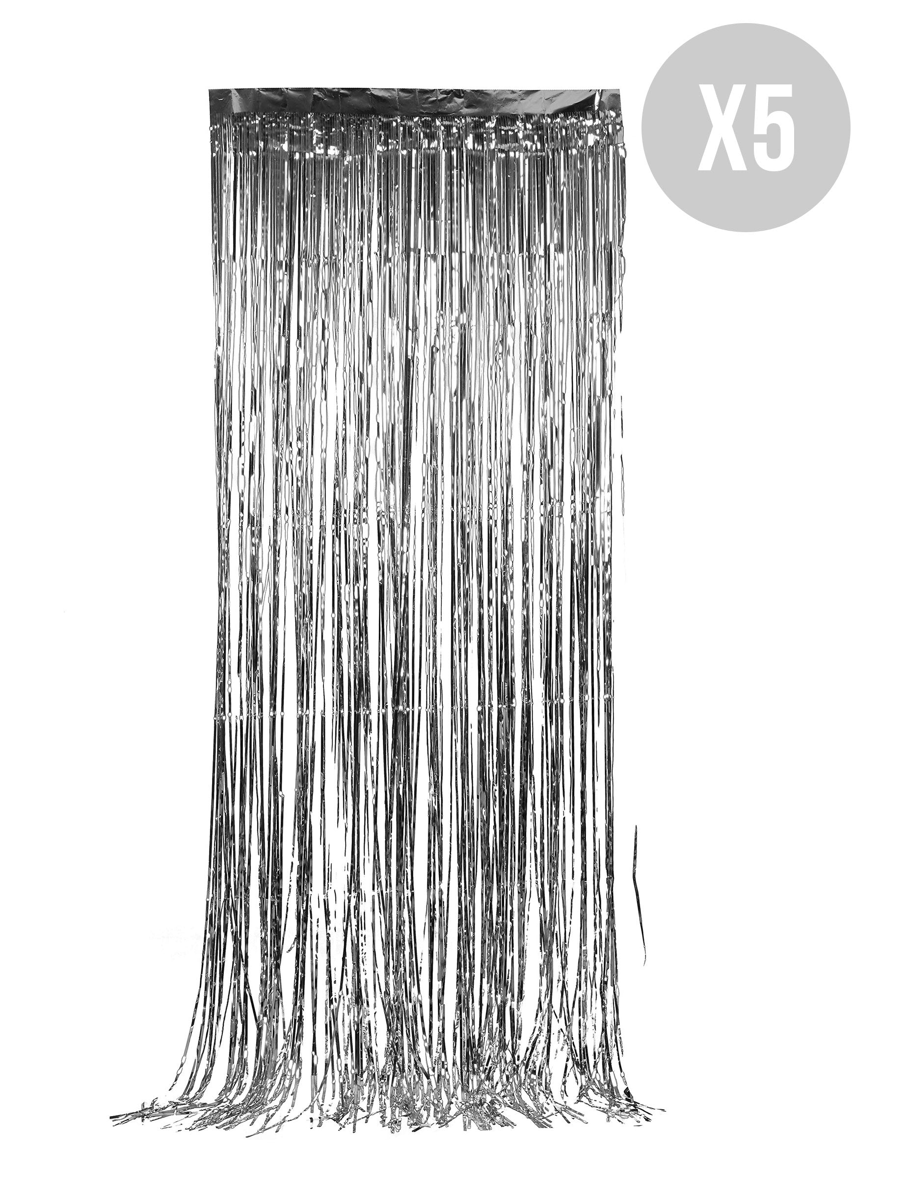 Pack de 5 rideaux scintillants pour fête argentés