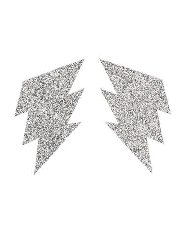 Ezüst csillogó villám alakú mellbimbóvédő pár