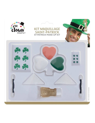 Palette de maquillage trèfle Saint Patrick pour adulte vert blanc orange avec paillettes turn