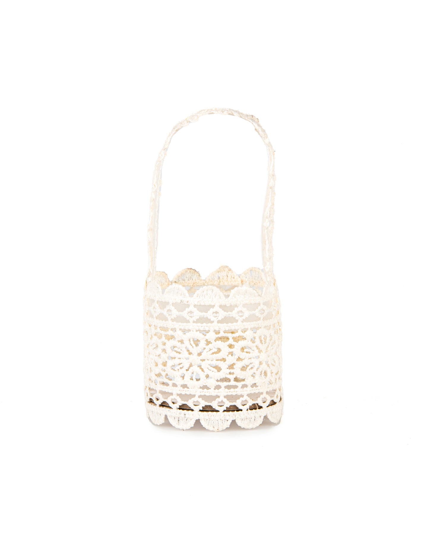 Elefántcsont csipke kosár 11 x 5 cm fogantyúval