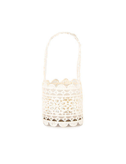 Elefántcsont csipke kosár 11 x 5 cm fogantyúval