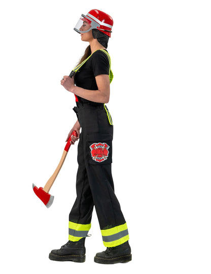 Női fekete tűzoltónadrág nadrágtartóval