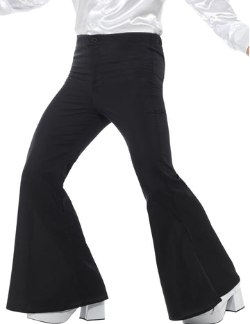 Pantalon disco pour homme noir à pattes d'eph