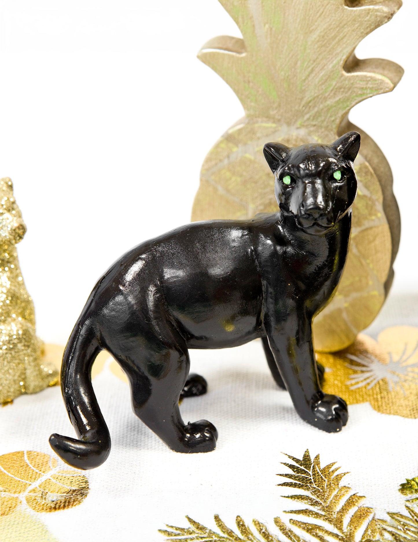 Fekete gyanta párduc 10 cm Dzsungel témájú dekoráció