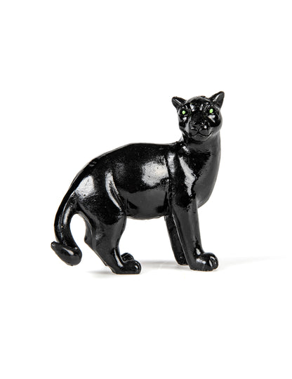 Fekete gyanta párduc 10 cm Dzsungel témájú dekoráció