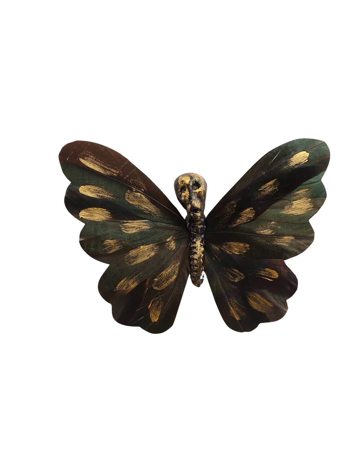 Papillon à pincer forêt tête de mort noir et doré