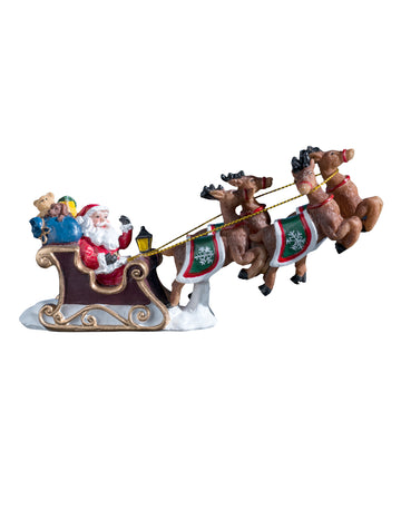 Mikulás a szánján 15 cm polirezin