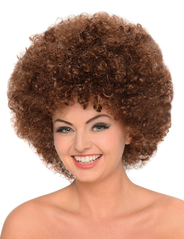 Perruque afro pour femme châtain volumineuse