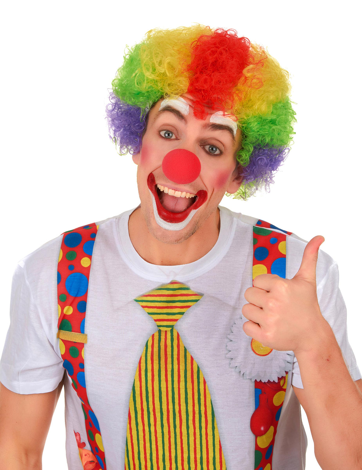 Vue de face de la perruque de clown pour adulte