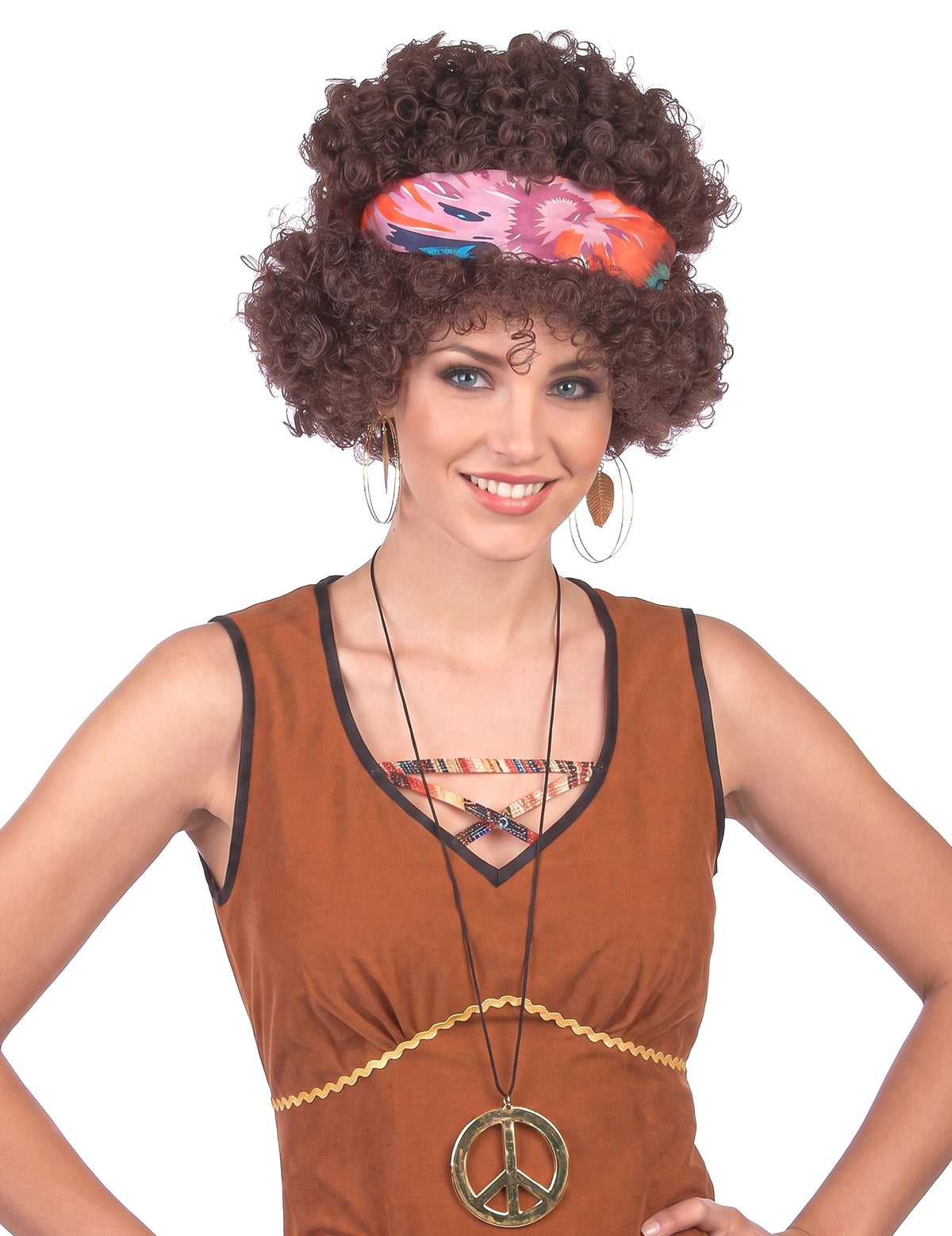 Barna hippi afro hippi paróka - 130 g