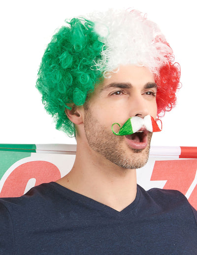 Perruque afro Italie pour adulte vert blanc rouge