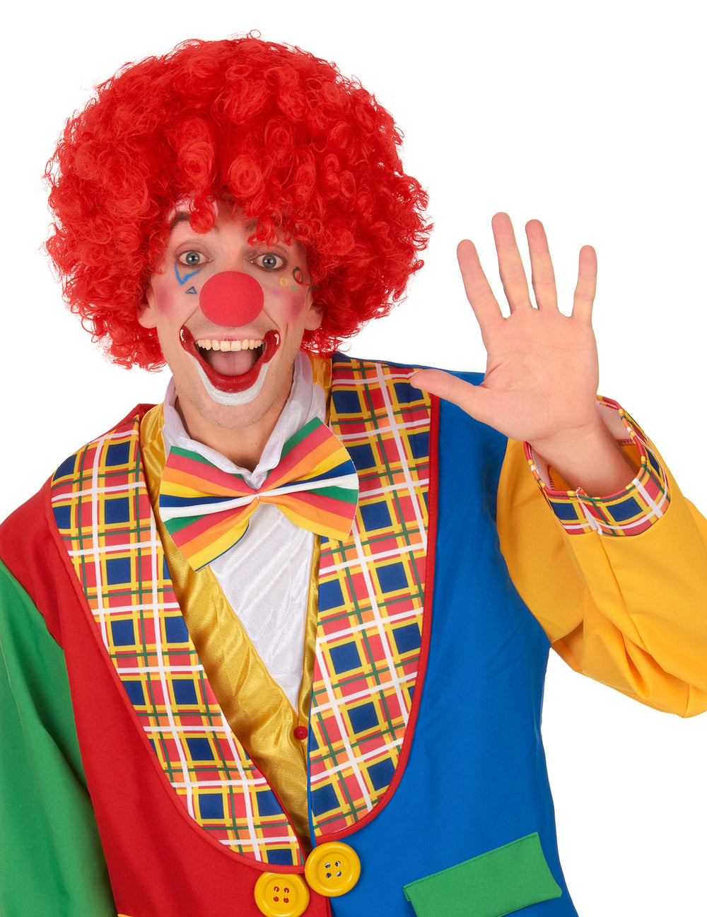 Mise en situation de la perruque de clown pour adulte