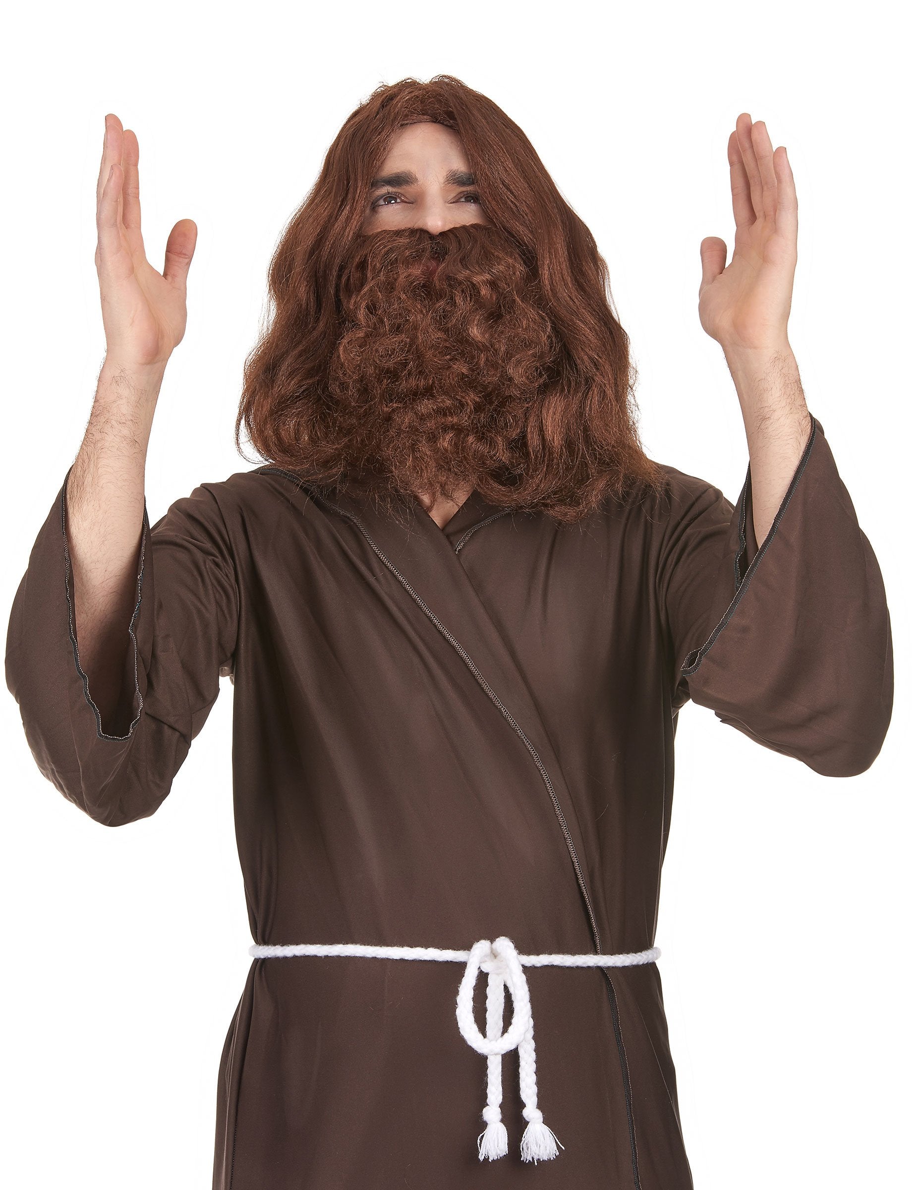 Perruque avec barbe Jésus pour homme marron