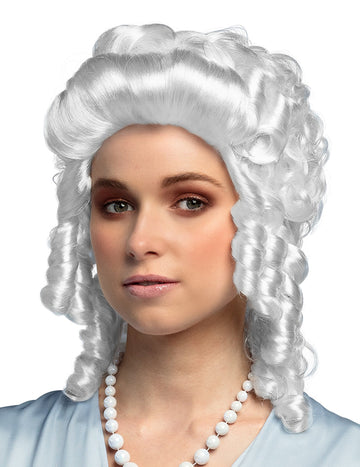Bárókus paróka fehér női göndör hajjal