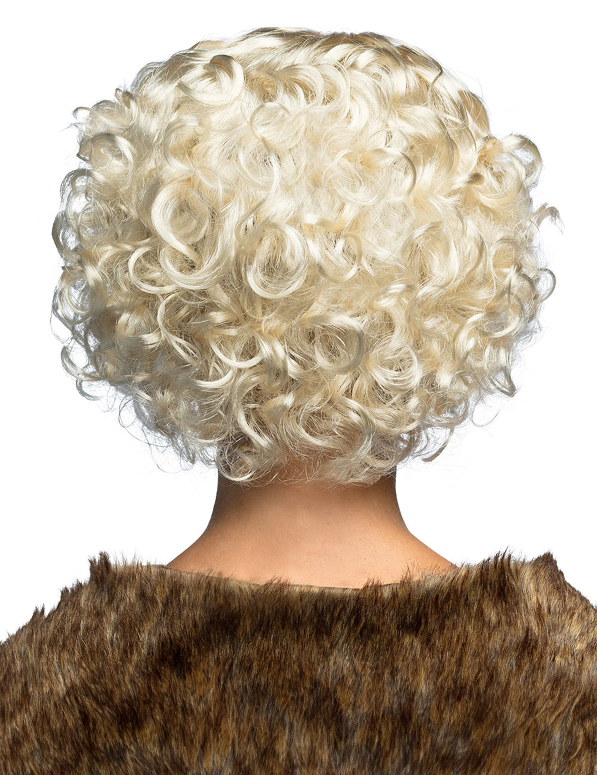 Vue de dos de la perruque blonde platine pour femme