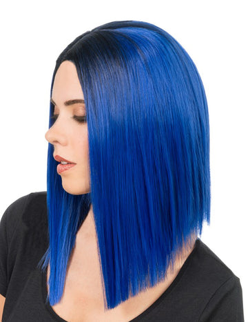 Felnőtt hosszú elektromos kék négyzet alakú paróka