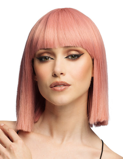 Luxus felnőtt lazacrózsaszín bubifrizurás paróka 