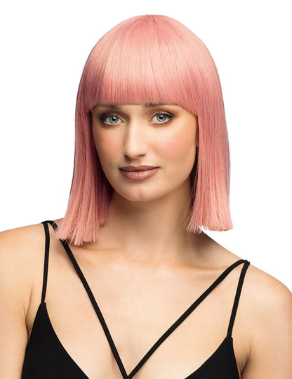 Luxus felnőtt lazacrózsaszín bubifrizurás paróka 