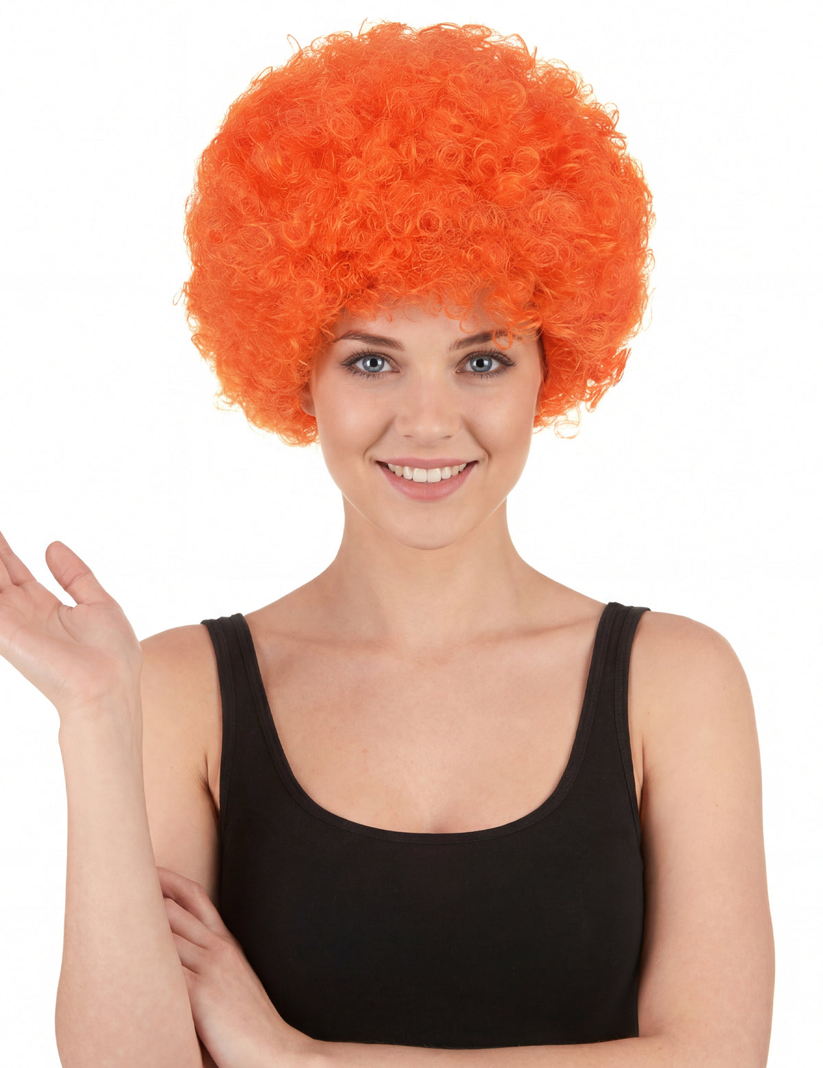 Perruque de clown pour adulte orange frisée volumineuse