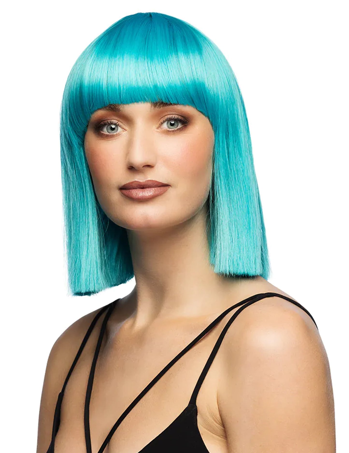 Perruque coiffable carrée bleu turquoise luxe femme