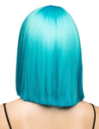 Perruque coiffable carrée bleu turquoise luxe femme