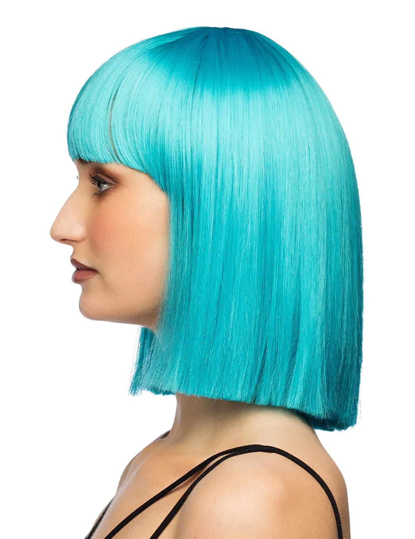 Perruque coiffable carrée bleu turquoise luxe femme
