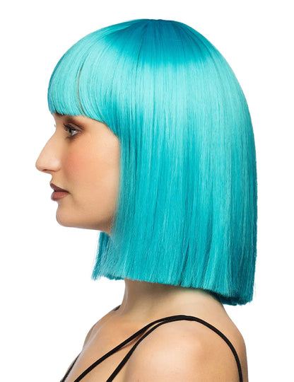 Perruque coiffable carrée bleu turquoise luxe femme