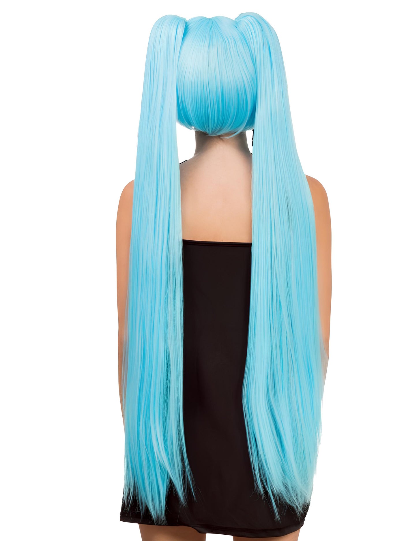Luxus cosplay paróka hosszú kék copfokkal felnőtteknek 