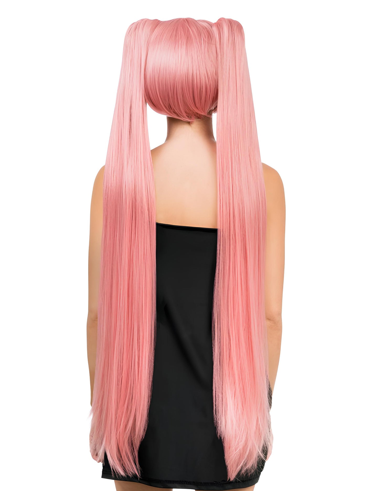 Luxus cosplay paróka, hosszú, pasztell rózsaszín copfokkal, felnőtteknek 