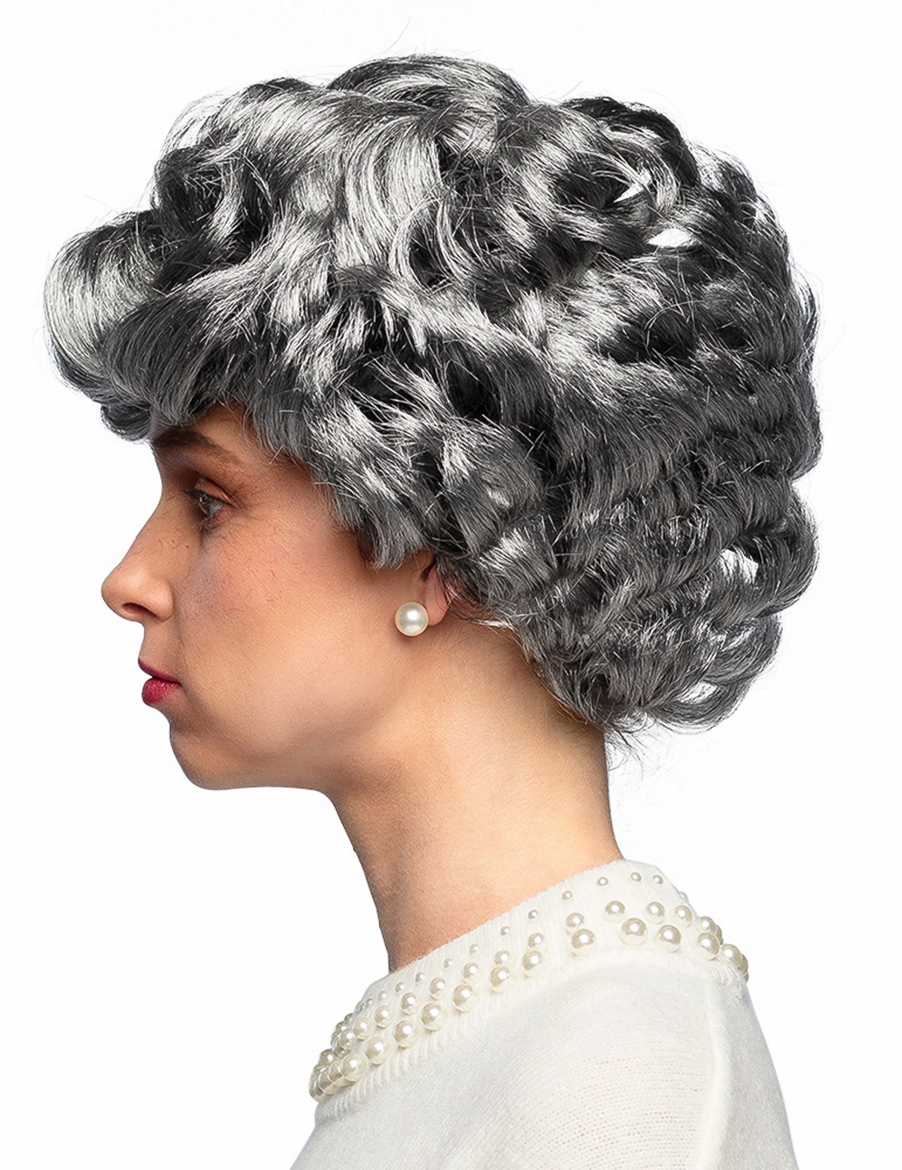 A felnőtt szürke rövid paróka profil nézete