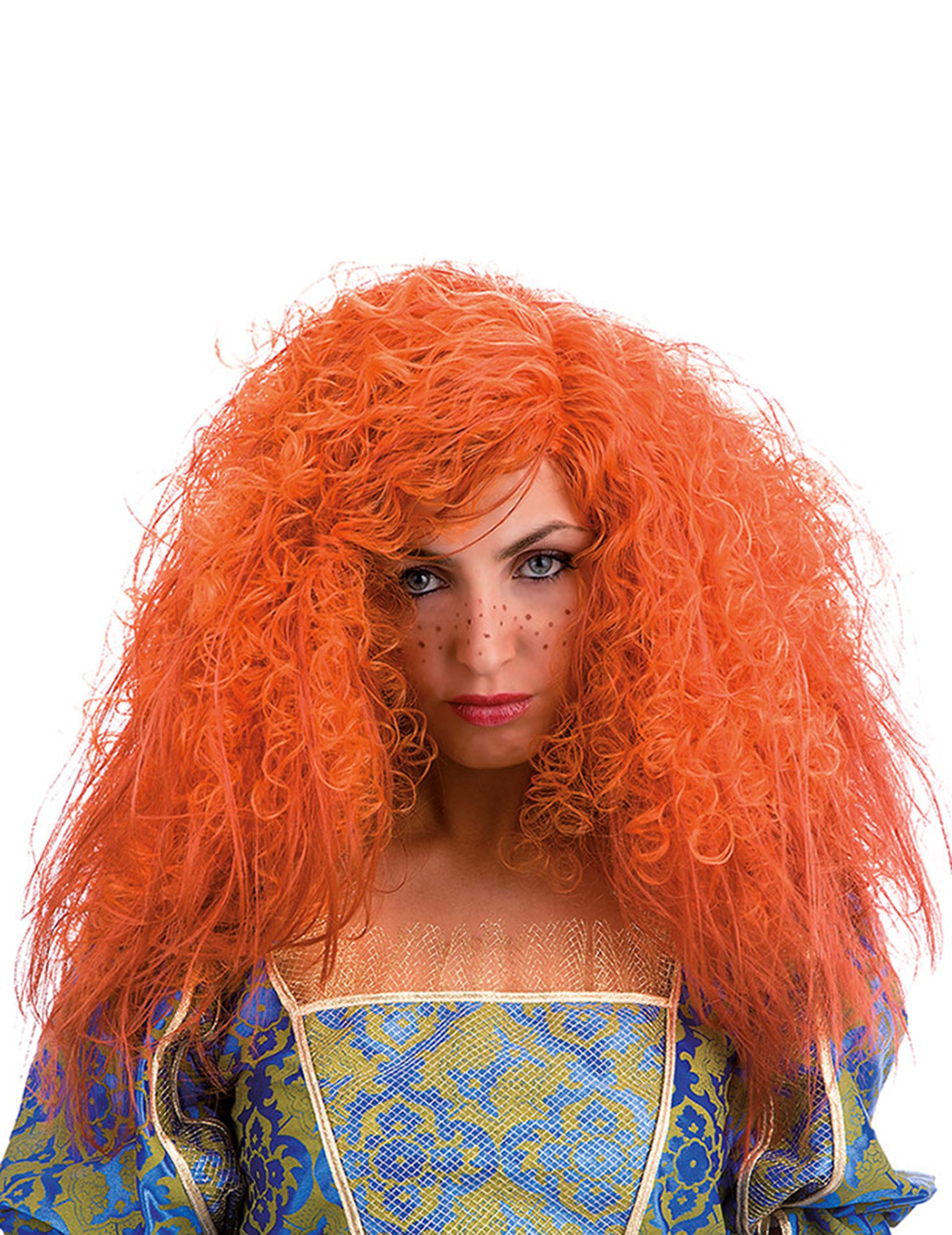 Perruque frisée pour femme orange volumineuse