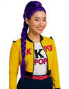 Perruque Kpop pour adulte avec longue tresse violette
