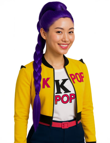 Kpop lila fonott paróka felnőtteknek 