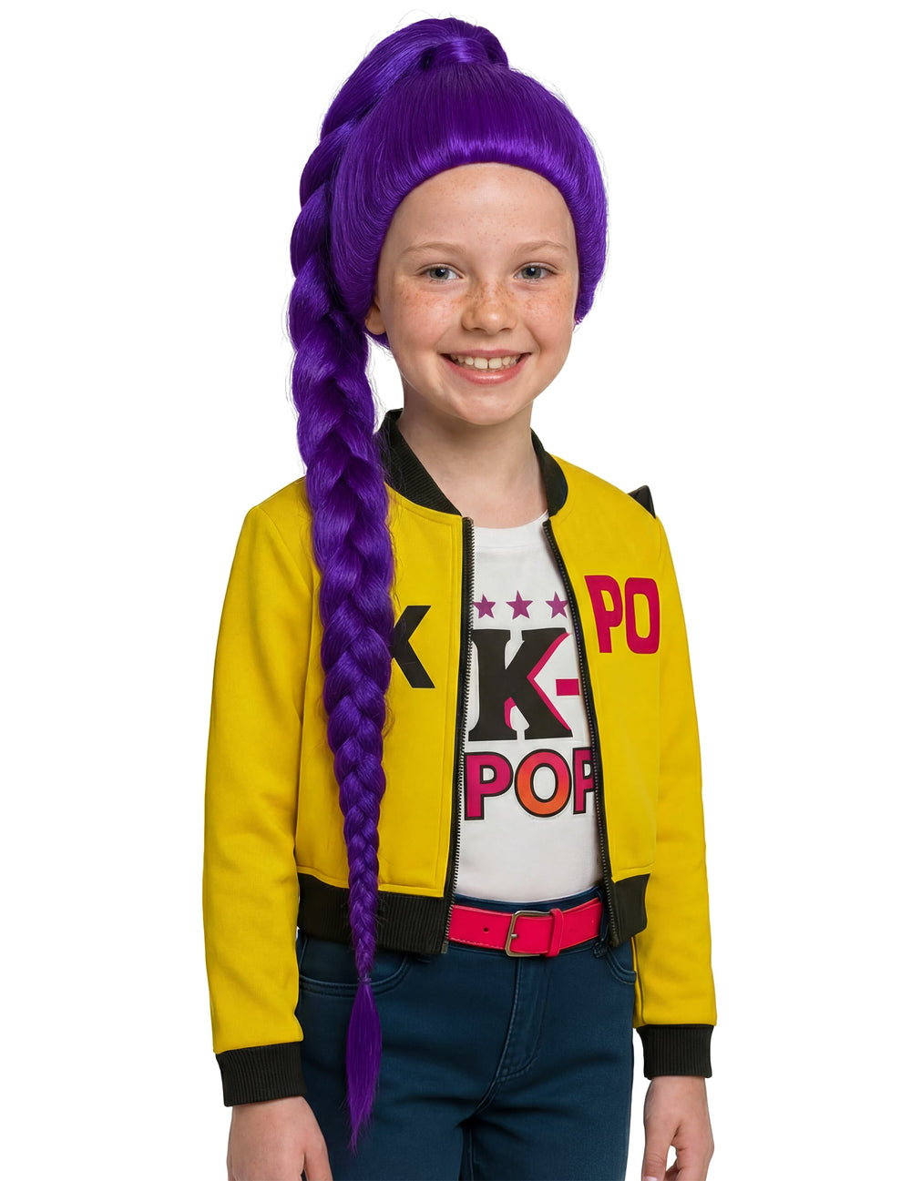 Perruque Kpop tresse pour enfant violette