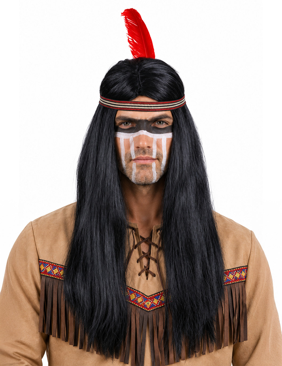 Perruque longue chef indien homme