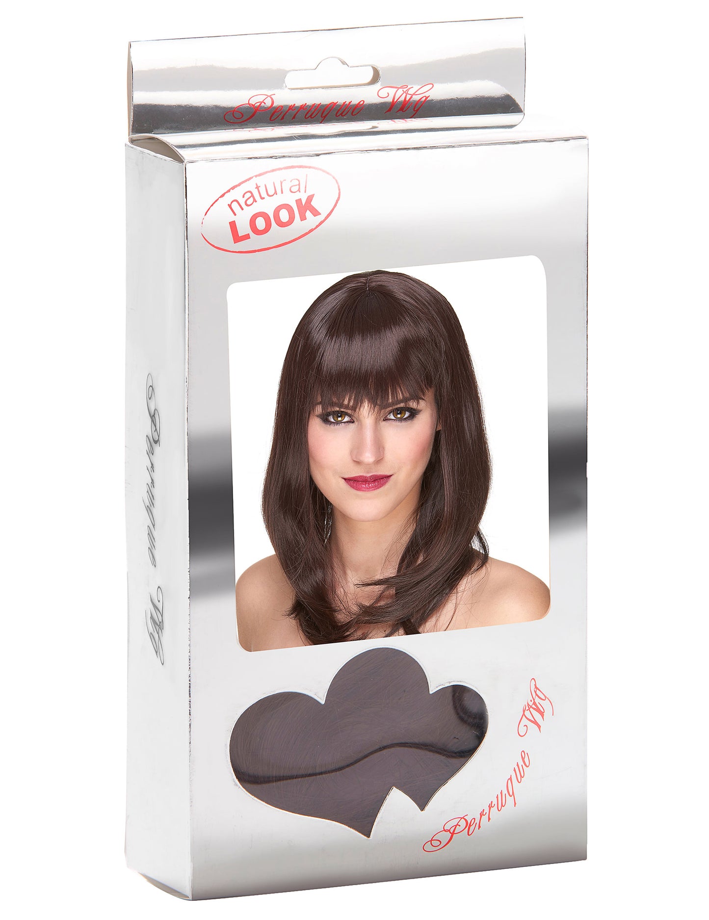 Közép -hosszú nő châtain luxus paróka - 170 g