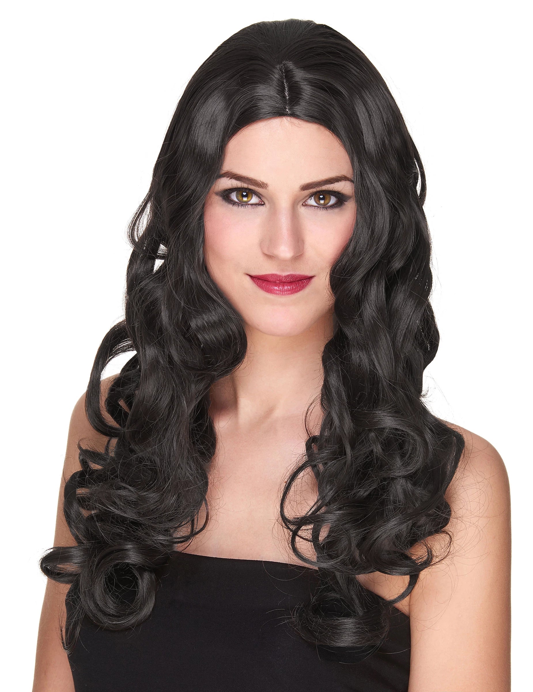 Perruque luxe longue bouclée pour femme noire