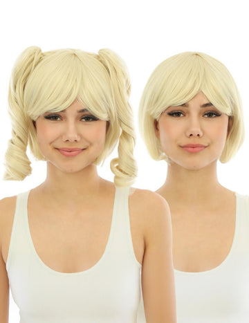 Manga paróka leszerelhető pigtails luxus szőke